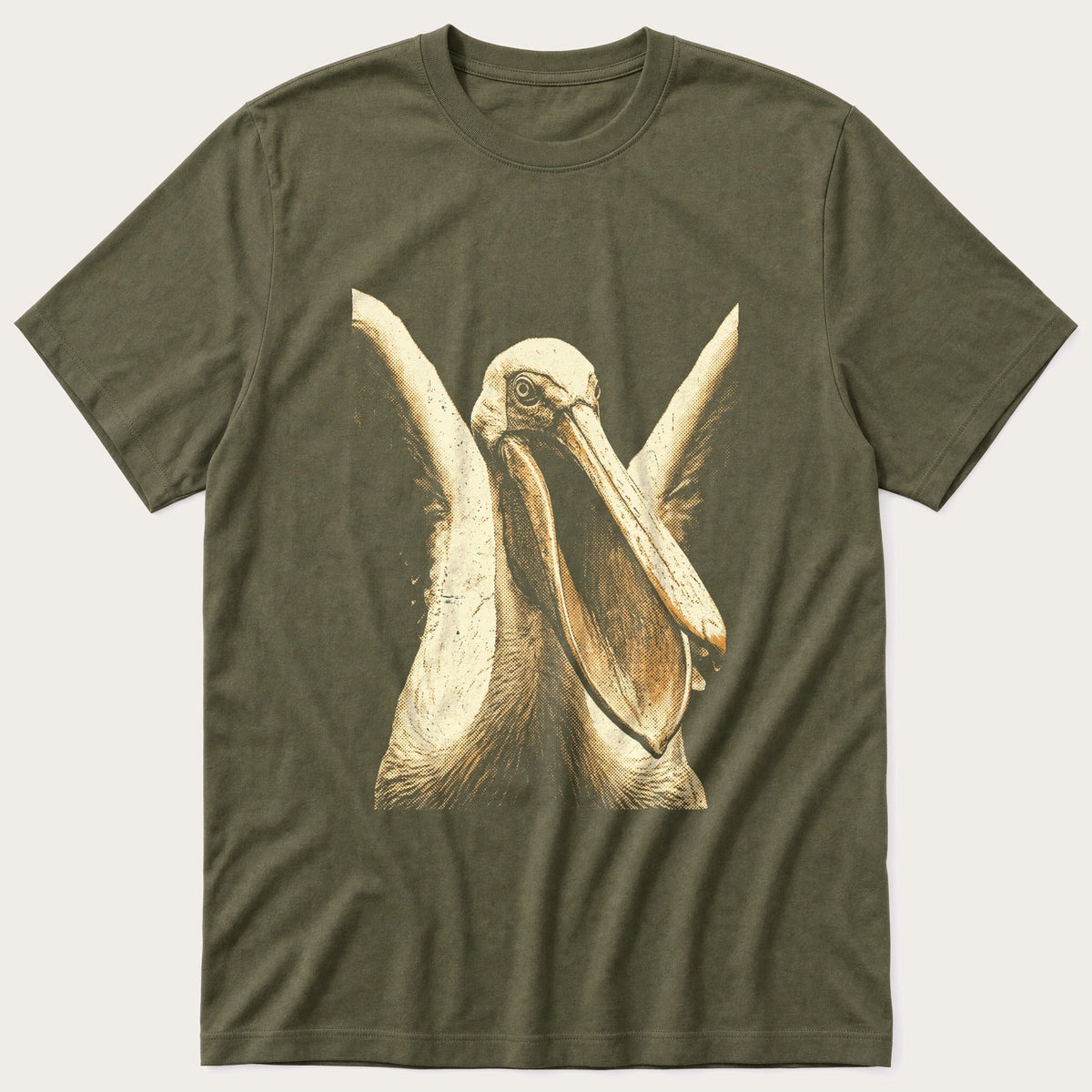 Washed Out Pelican 3 — Olive T-Shirt