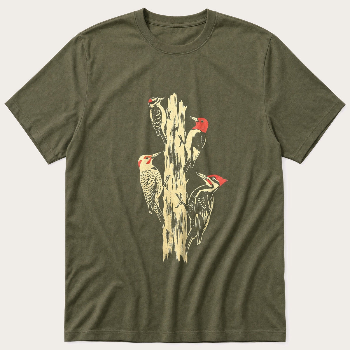 Wood Peckers 99 — Olive T-Shirt