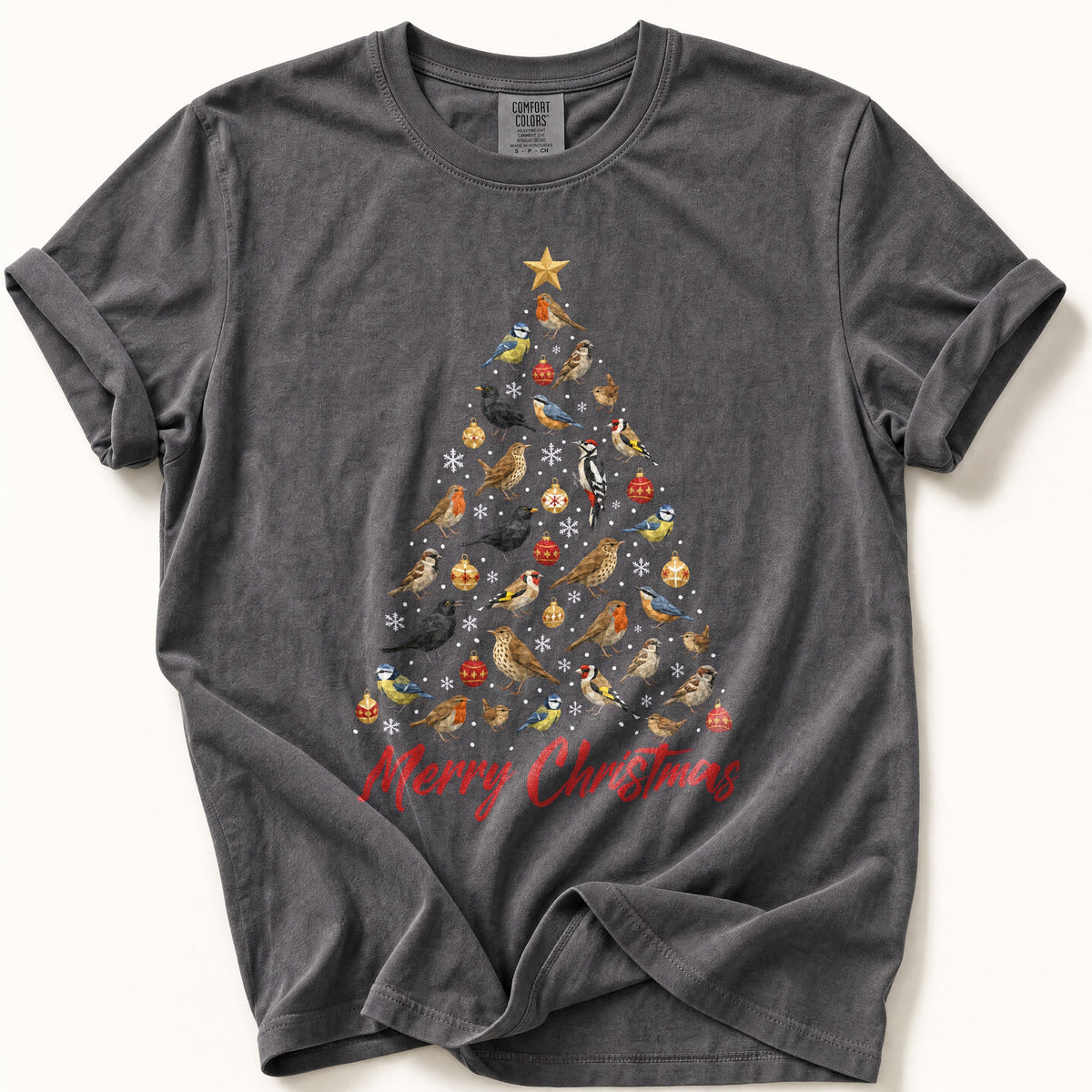 Snowy Bird Christmas Tree Comfort Colors® Tee