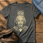Albert Einstein Owl 5 — Pepper Comfort Colors tee