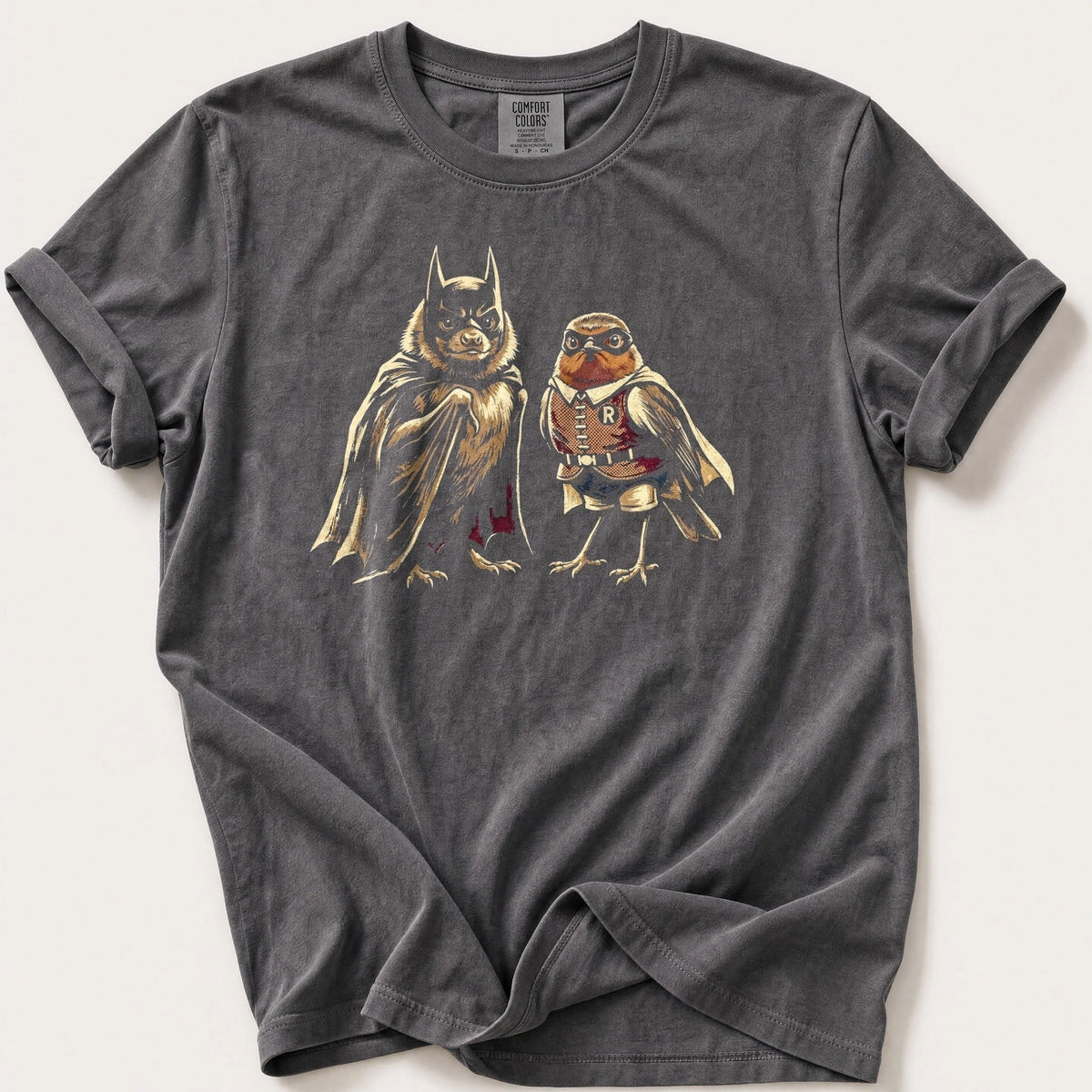 Bat N Robin 2 — Pepper Comfort Colors tee