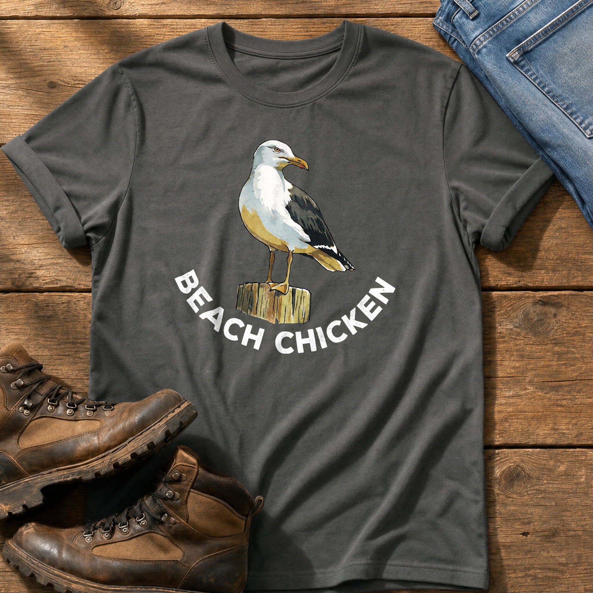 Beach Chicken 12 — Pepper Comfort Colors tee