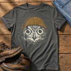 Beanie Owl 6 — Pepper Comfort Colors tee