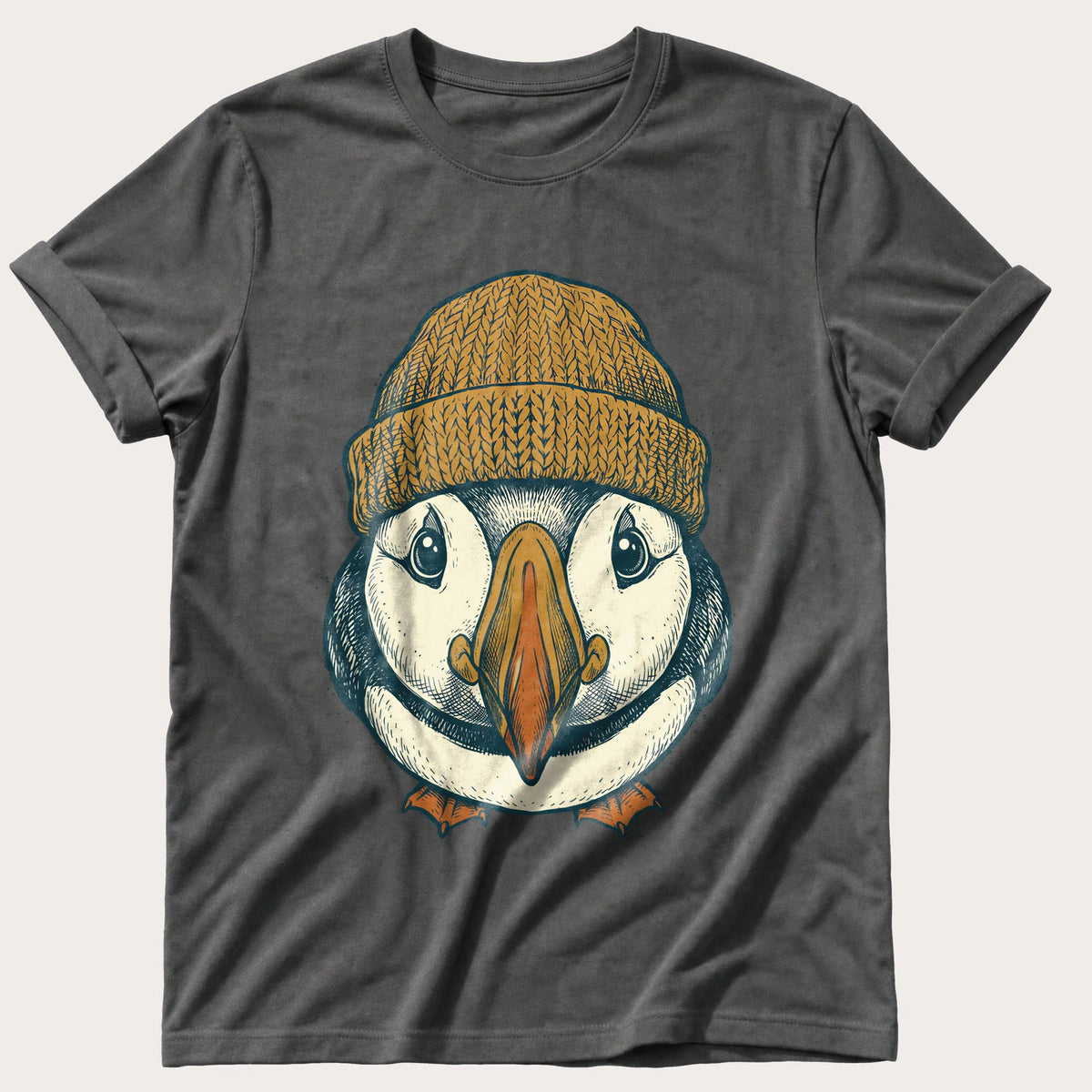 Beanie Puffin 6 — Pepper Comfort Colors tee