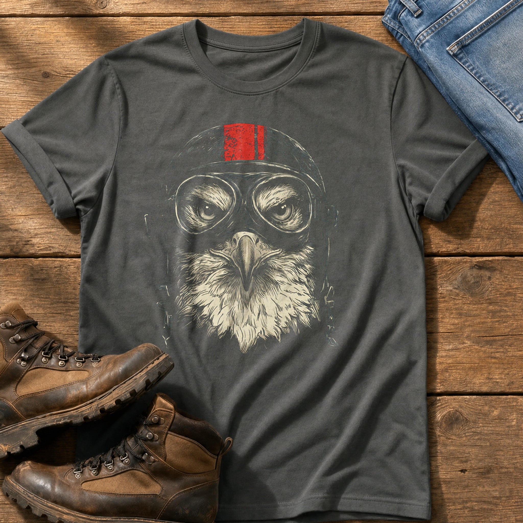 Biker Eagle 3 — Pepper Comfort Colors tee