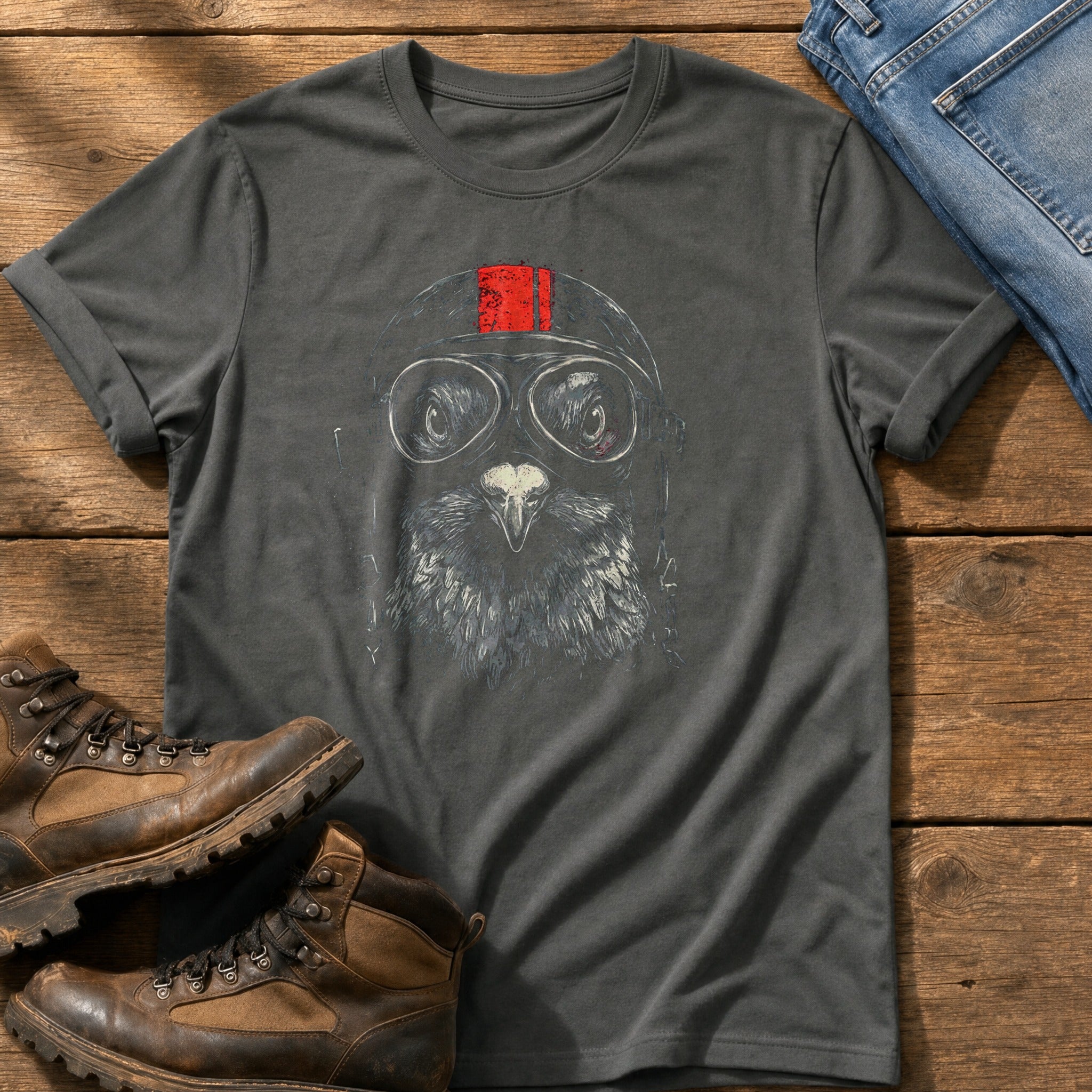 Biker Pigeon 7 — Pepper Comfort Colors tee