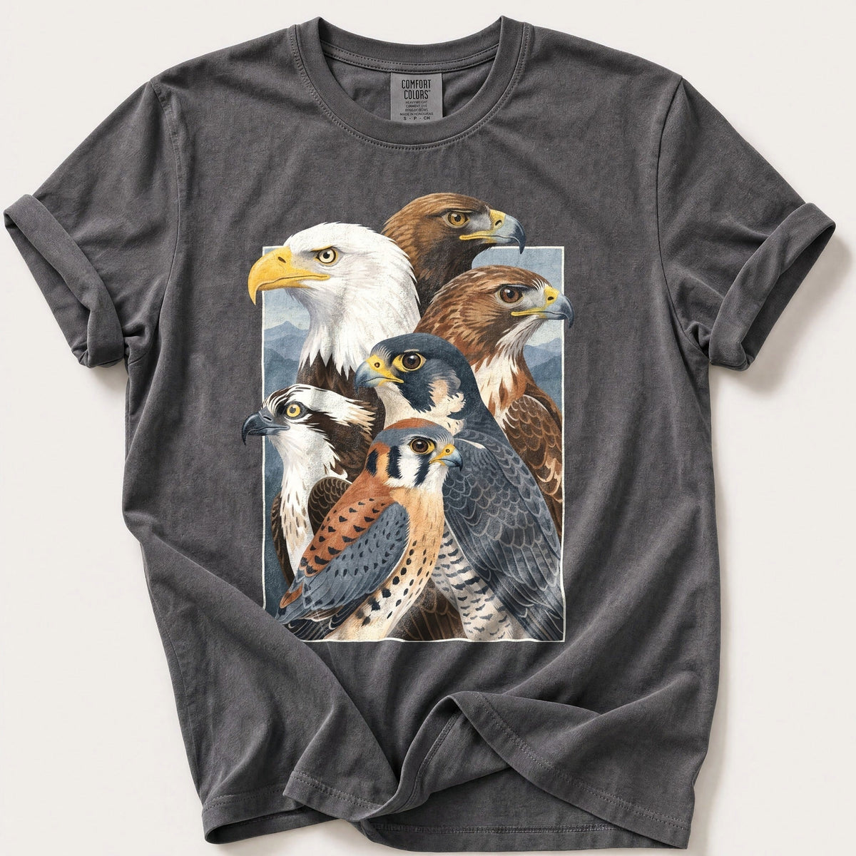 Birds Of Prey Breeds 33 — Pepper Comfort Colors tee