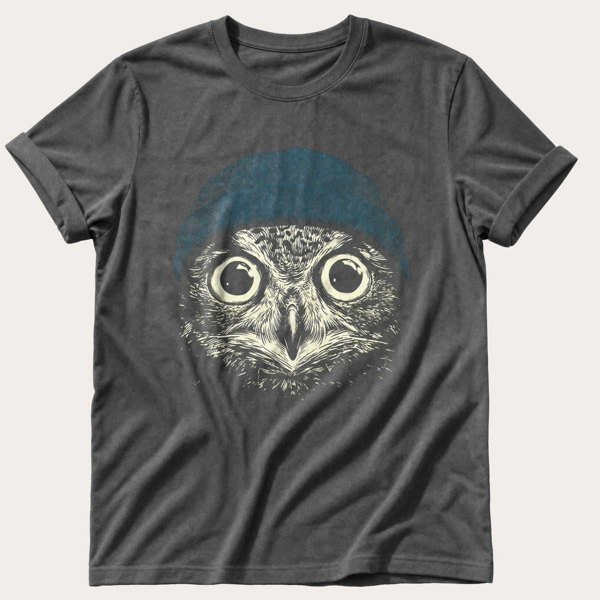 Blue Beanie Owl — Pepper Comfort Colors tee