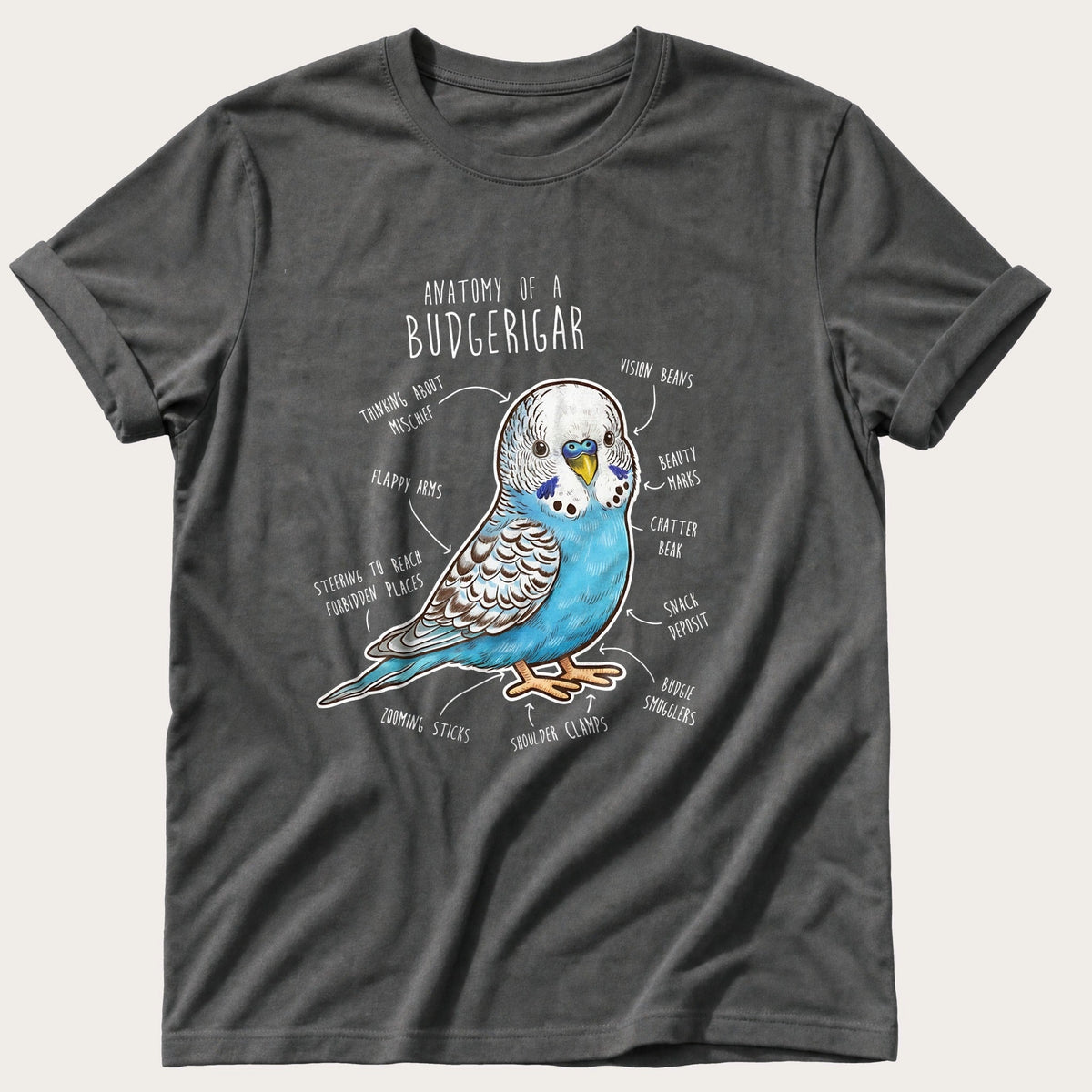 Budgie Anatomy cute — Pepper Comfort Colors tee