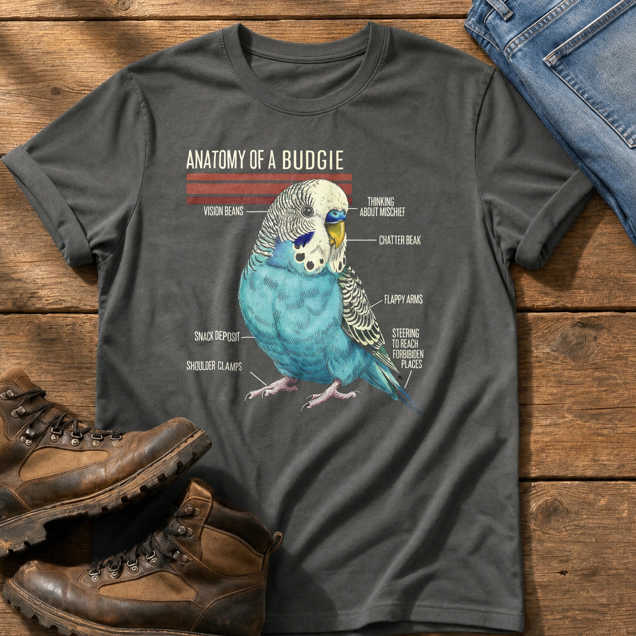 Budgie Anatomy — Pepper Comfort Colors tee
