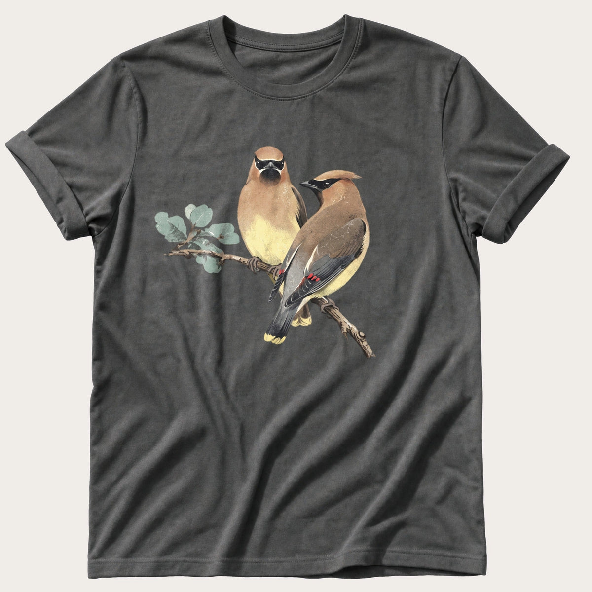 Cedar Waxwing — Pepper Comfort Colors tee