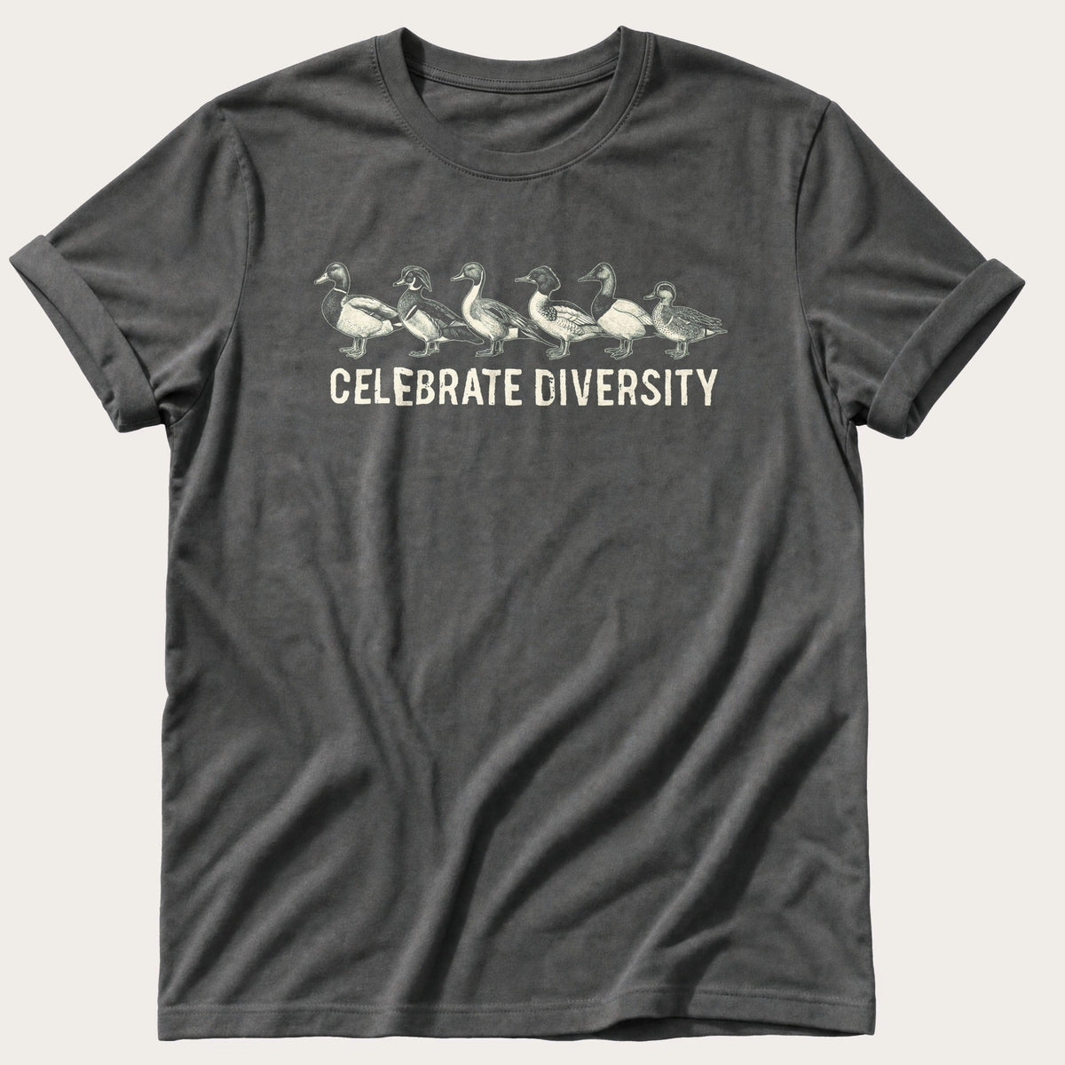 Celebrate Diversity Ducks — Pepper Comfort Colors tee