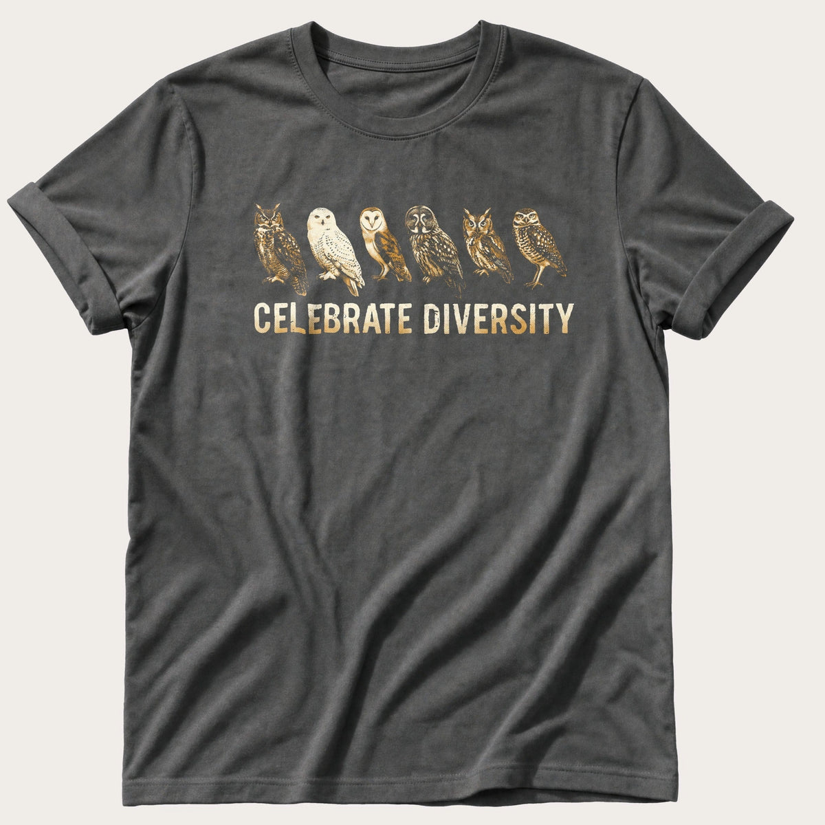 Celebrate Diversity Owls 44 — Pepper Comfort Colors tee