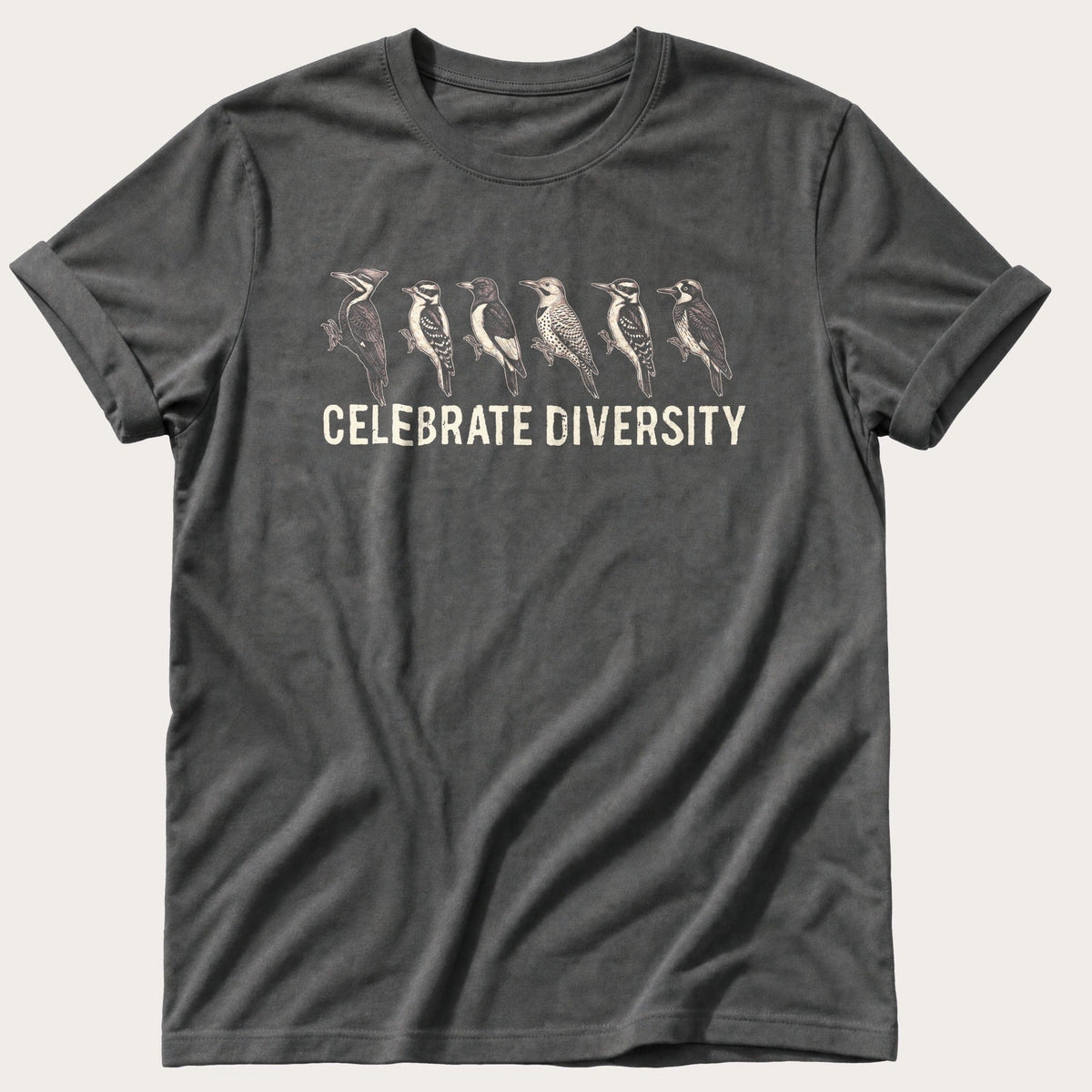 Celebrate Diversity Wood Pecker — Pepper Comfort Colors tee