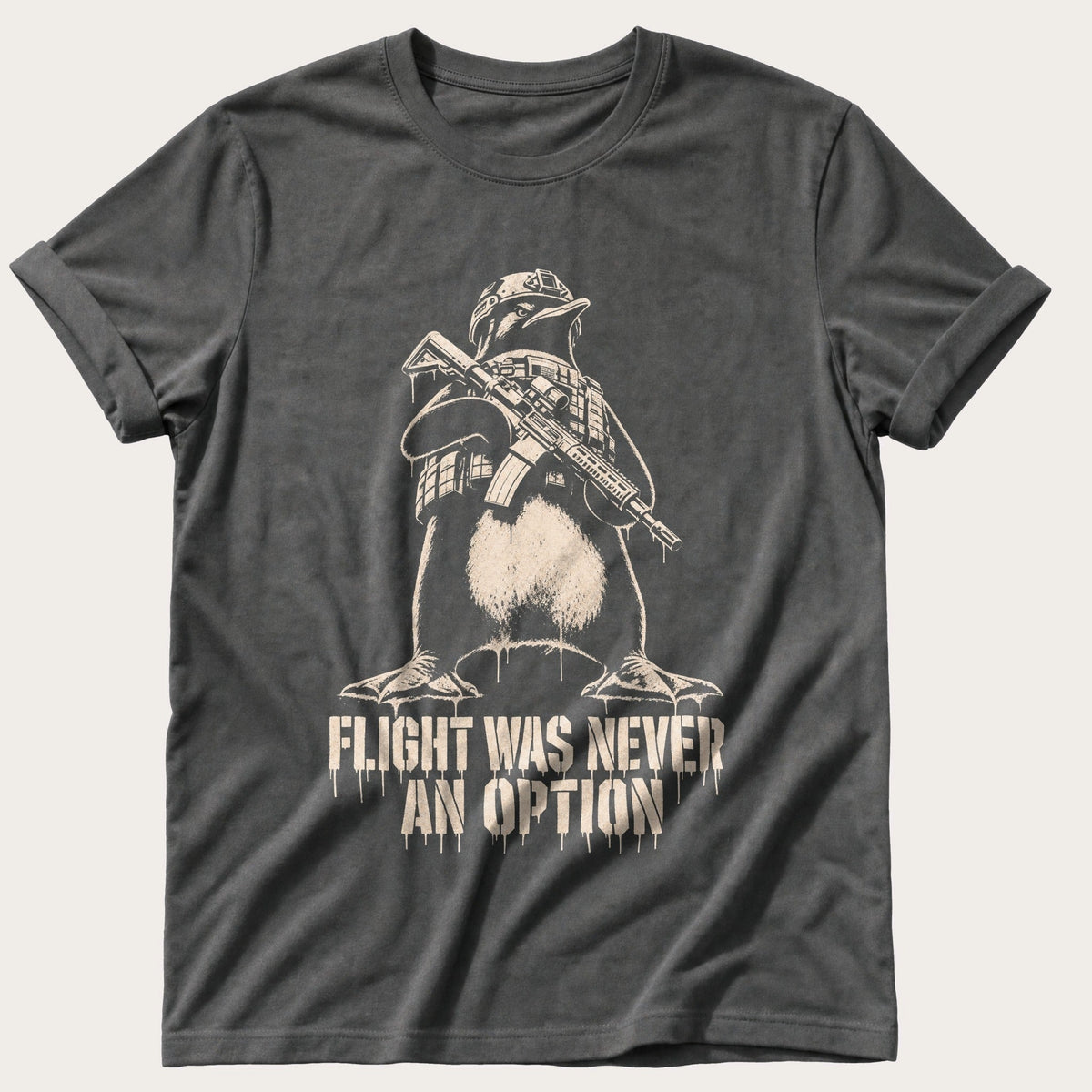 Combat Ready Penguin — Pepper Comfort Colors tee