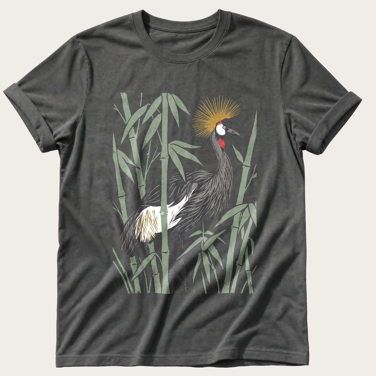 Crane In The Bamboo — Pepper Comfort Colors tee