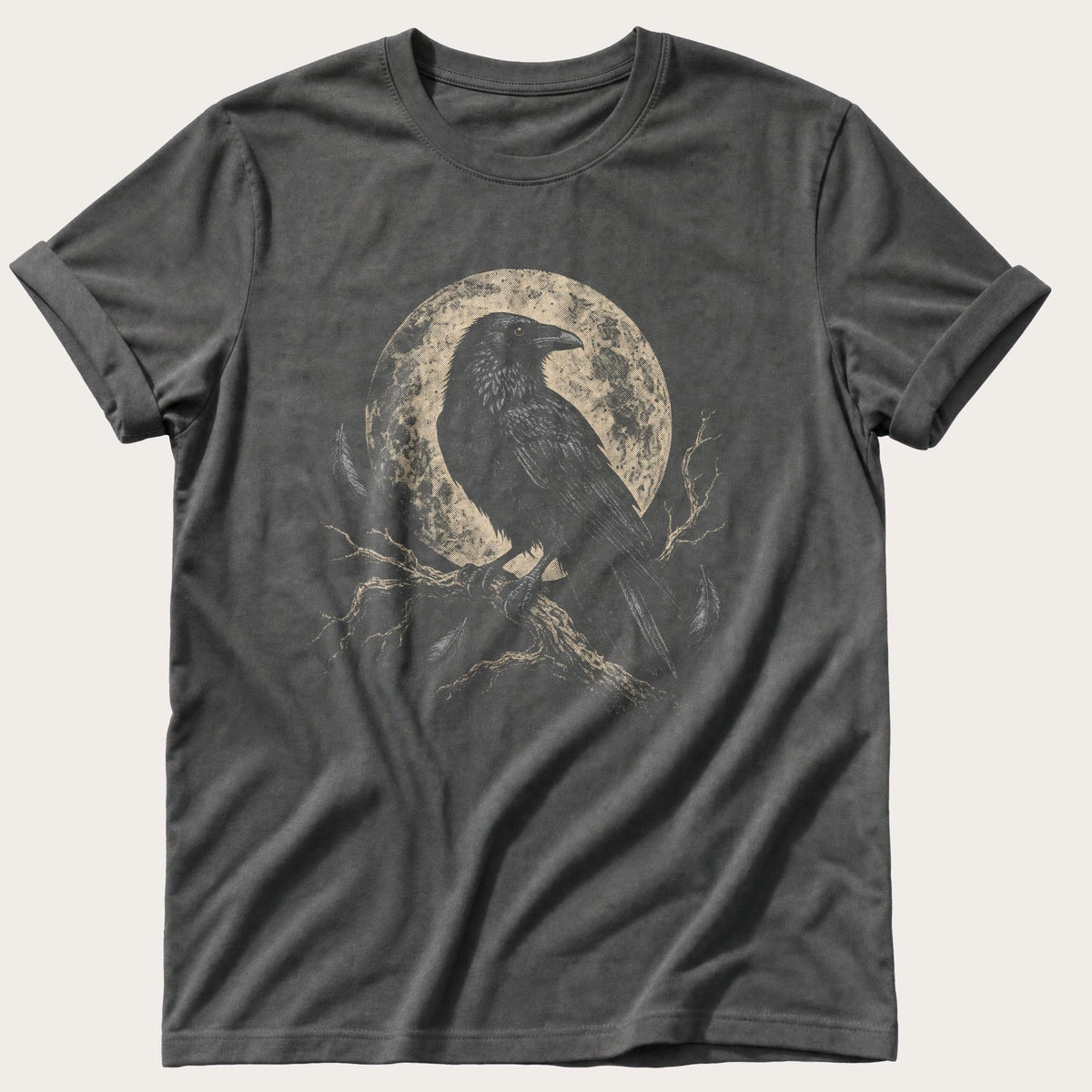 Crow Under Moon — Pepper Comfort Colors tee