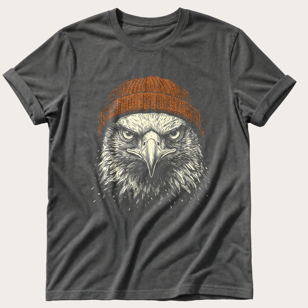 Eagle Beanie 55 — Pepper Comfort Colors tee