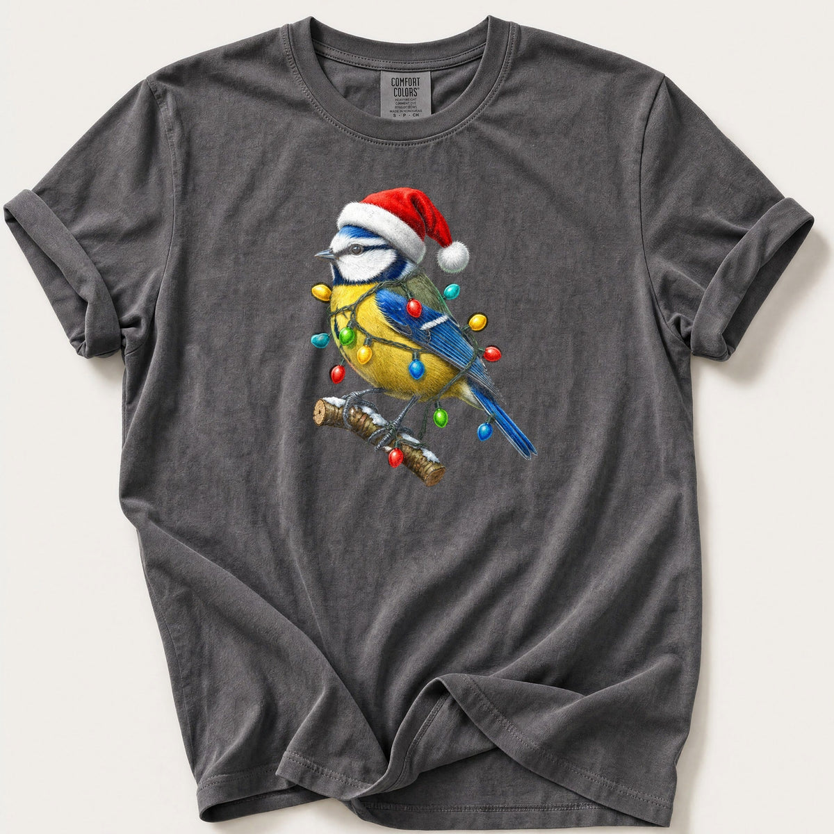 Fairy Light Blue Tit — Pepper Comfort Colors tee