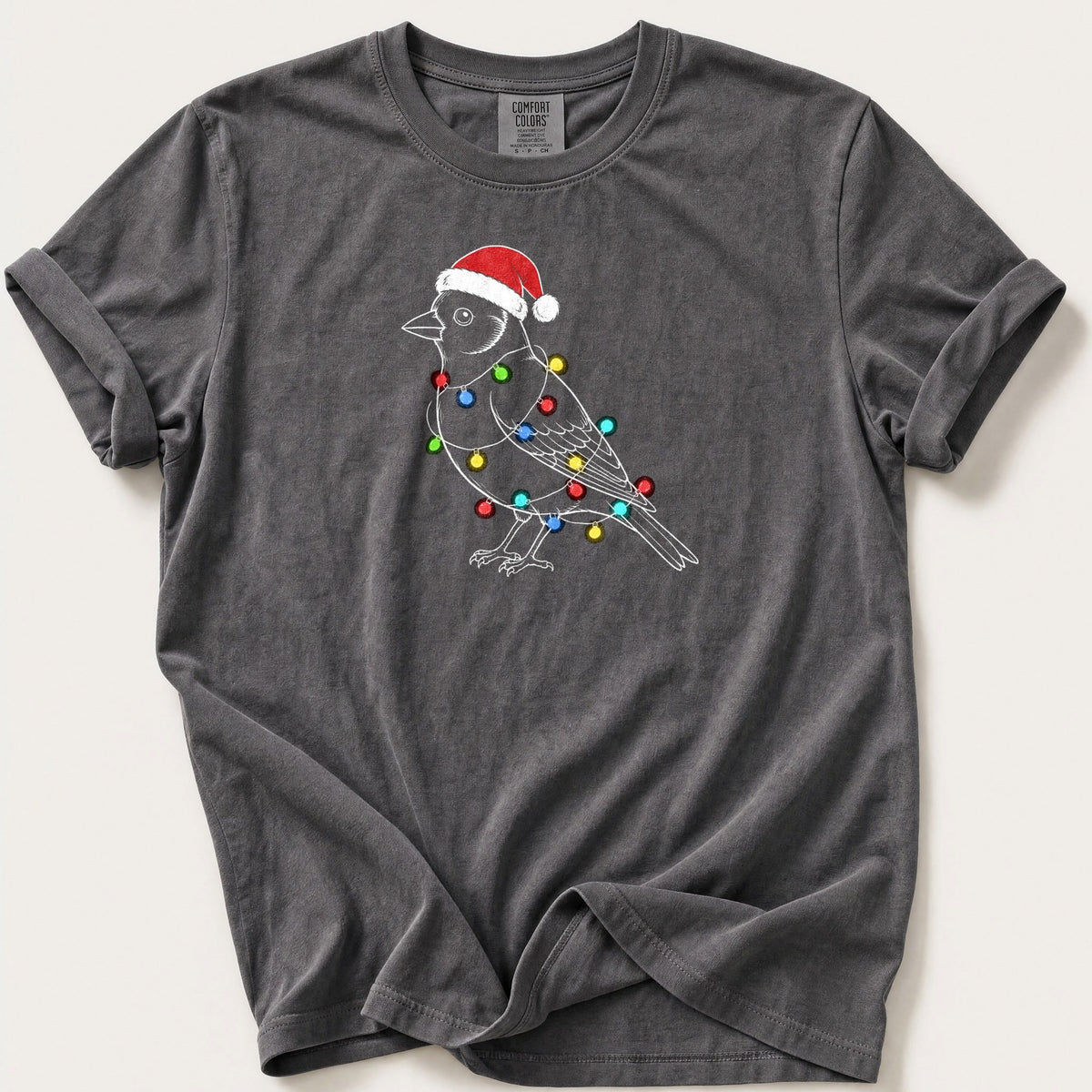 Fairy Light Goldfinch Outline — Pepper Comfort Colors tee