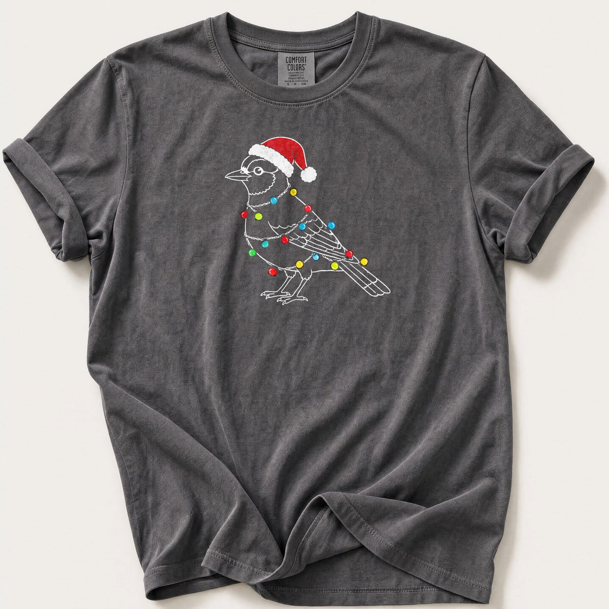 Fairy Light Jay Outline — Pepper Comfort Colors tee