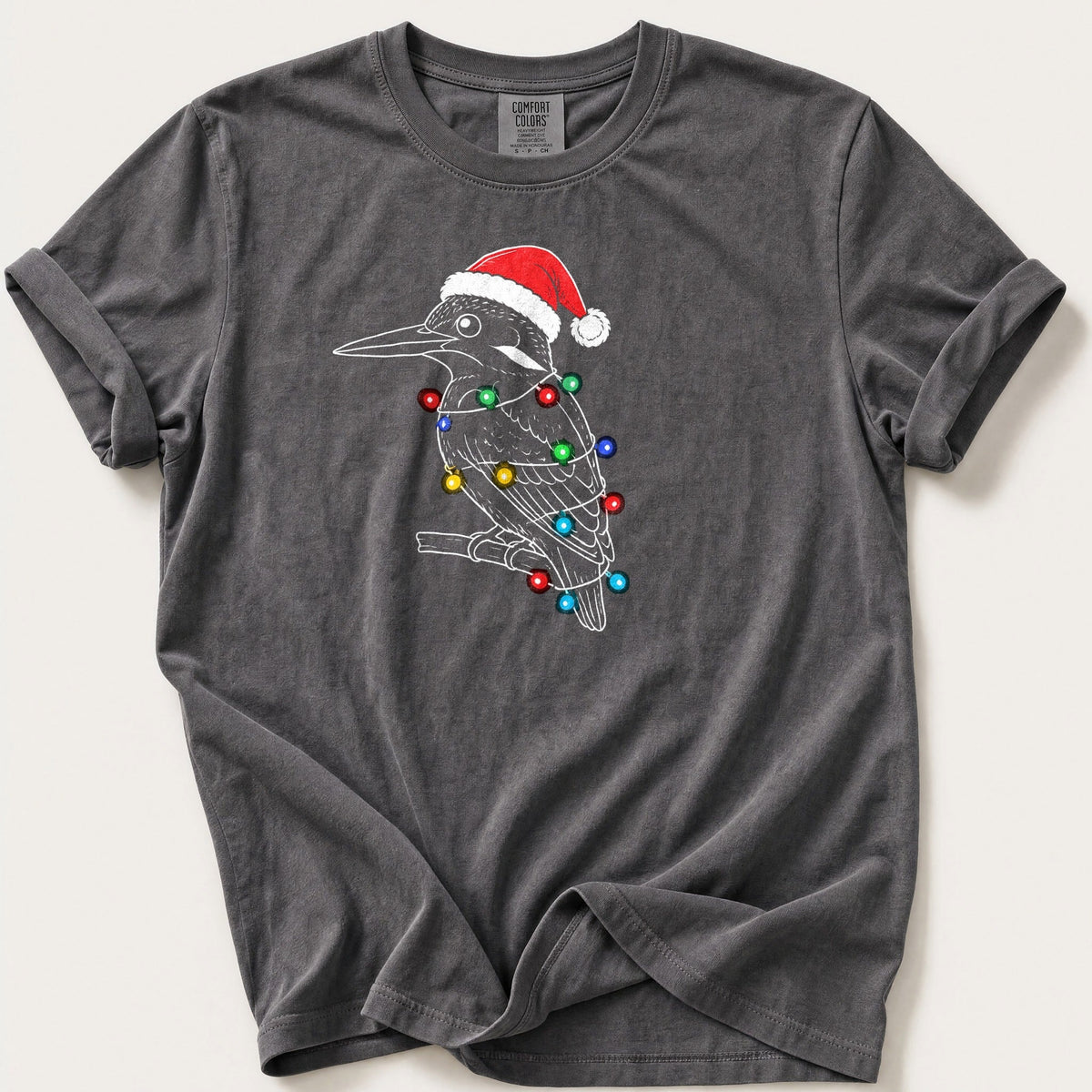 Fairy Light Kingfisher Outline — Pepper Comfort Colors tee