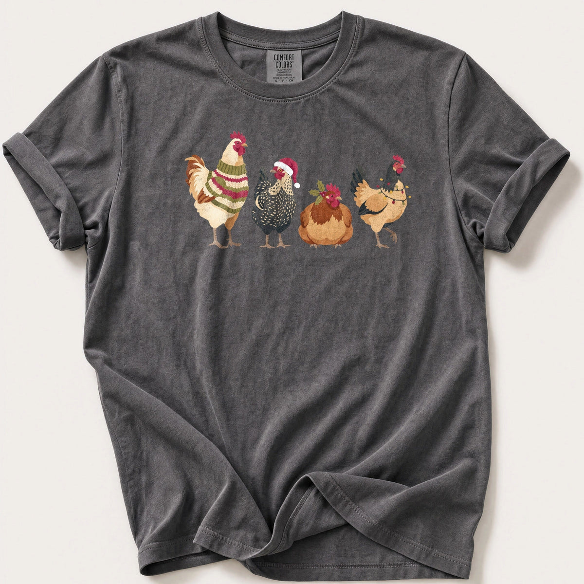 Festive Hen Line Up — Pepper Comfort Colors tee
