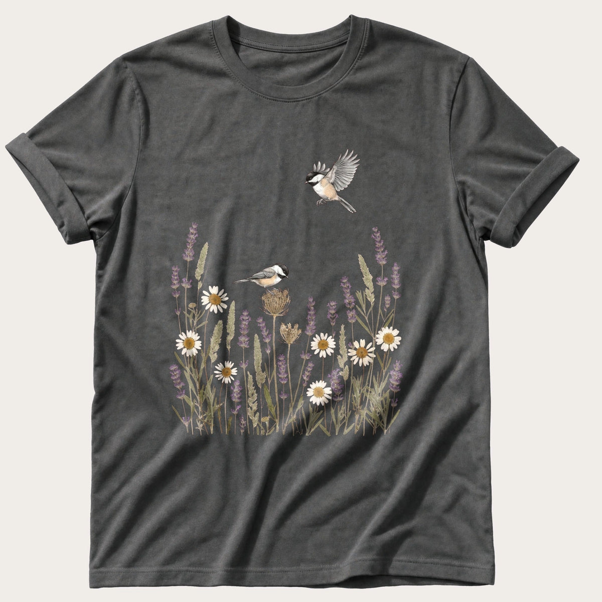 Field Birds 3 — Pepper Comfort Colors tee