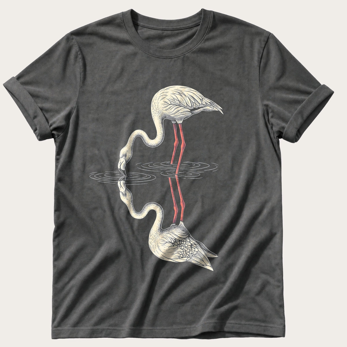 Flamingo Reflections — Pepper Comfort Colors tee