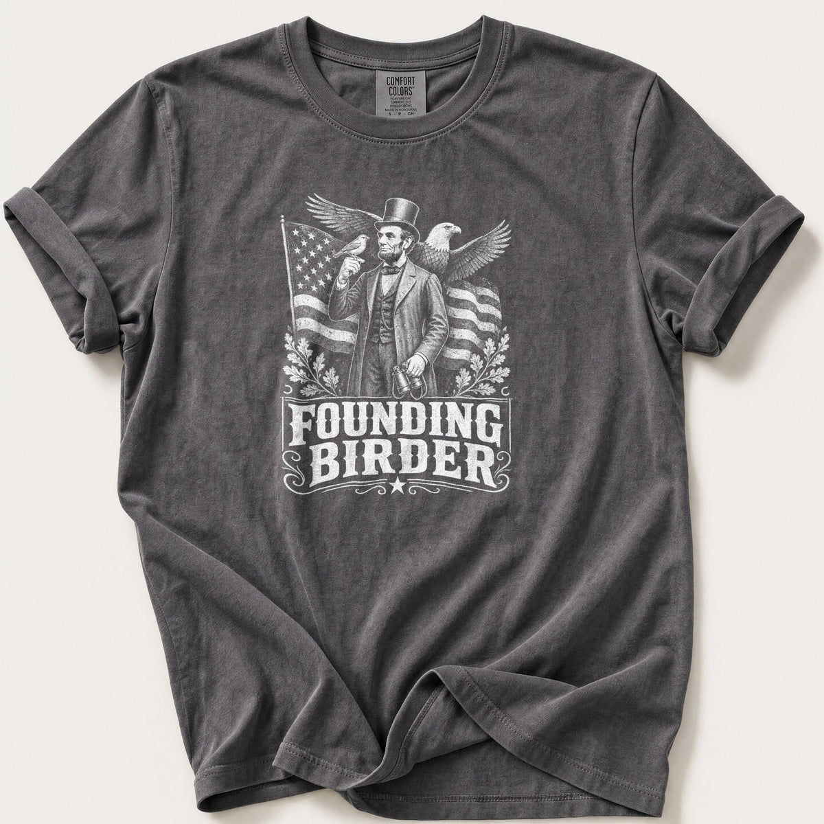 Founding Birder — Pepper Comfort Colors tee