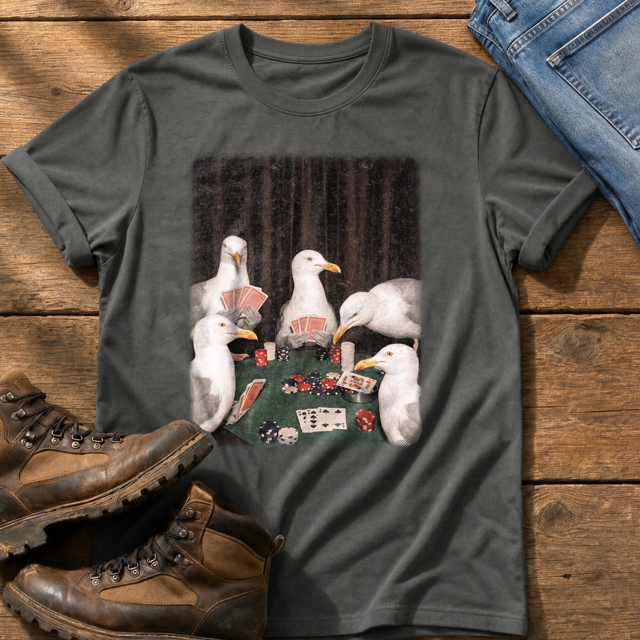 Gulls Playing Poker — Pepper Comfort Colors tee
