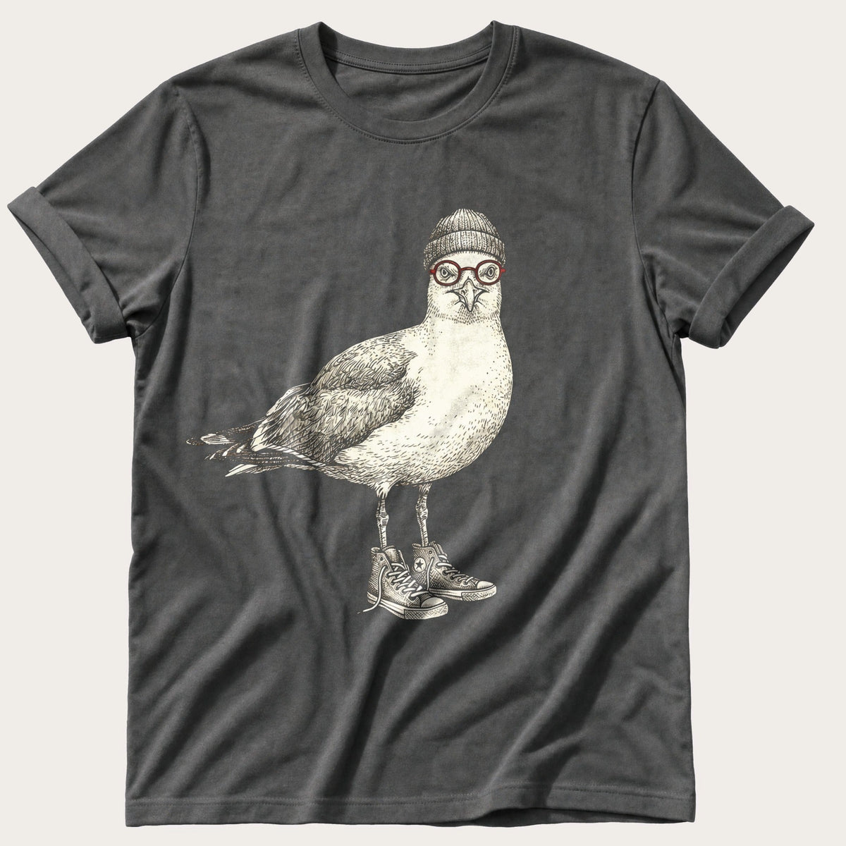 Hipster Seagull — Pepper Comfort Colors tee