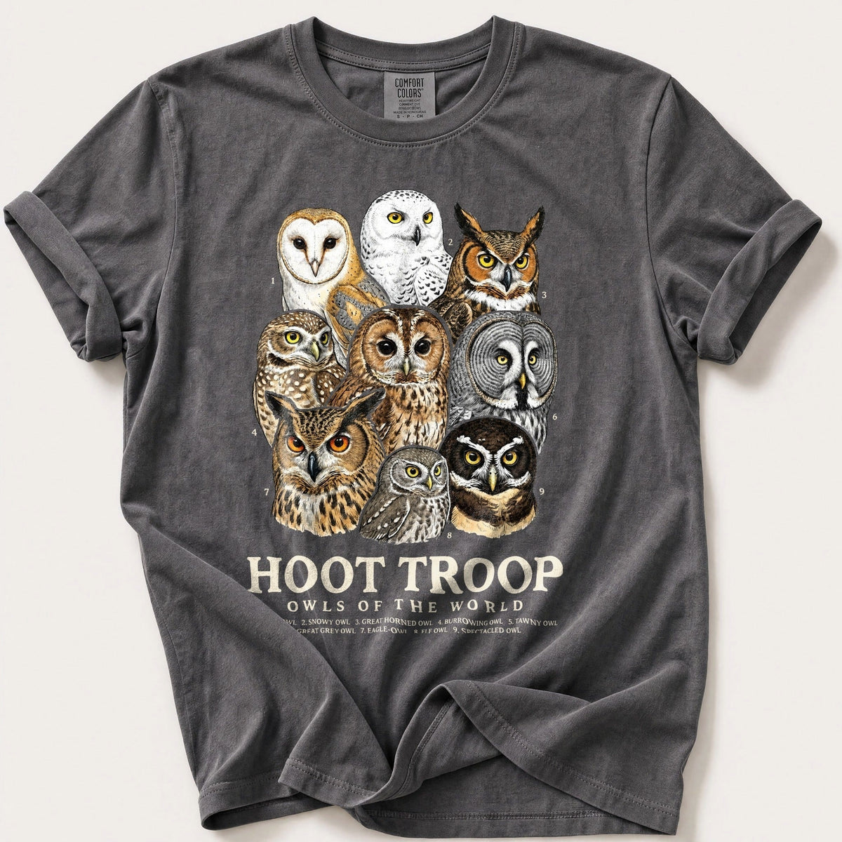 Hoot Troop — Pepper Comfort Colors tee