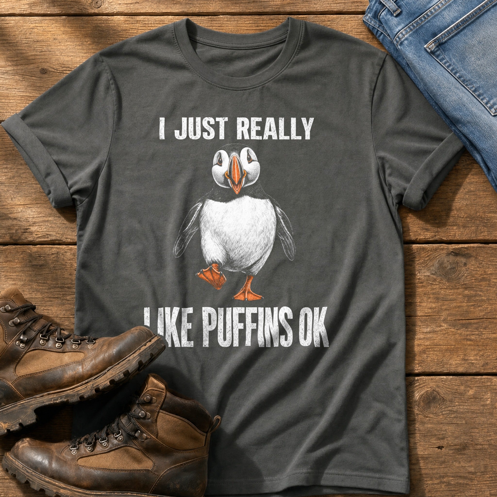 I Just Like Puffins — Pepper Comfort Colors tee