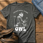 Night Rider Owl — Pepper Comfort Colors tee