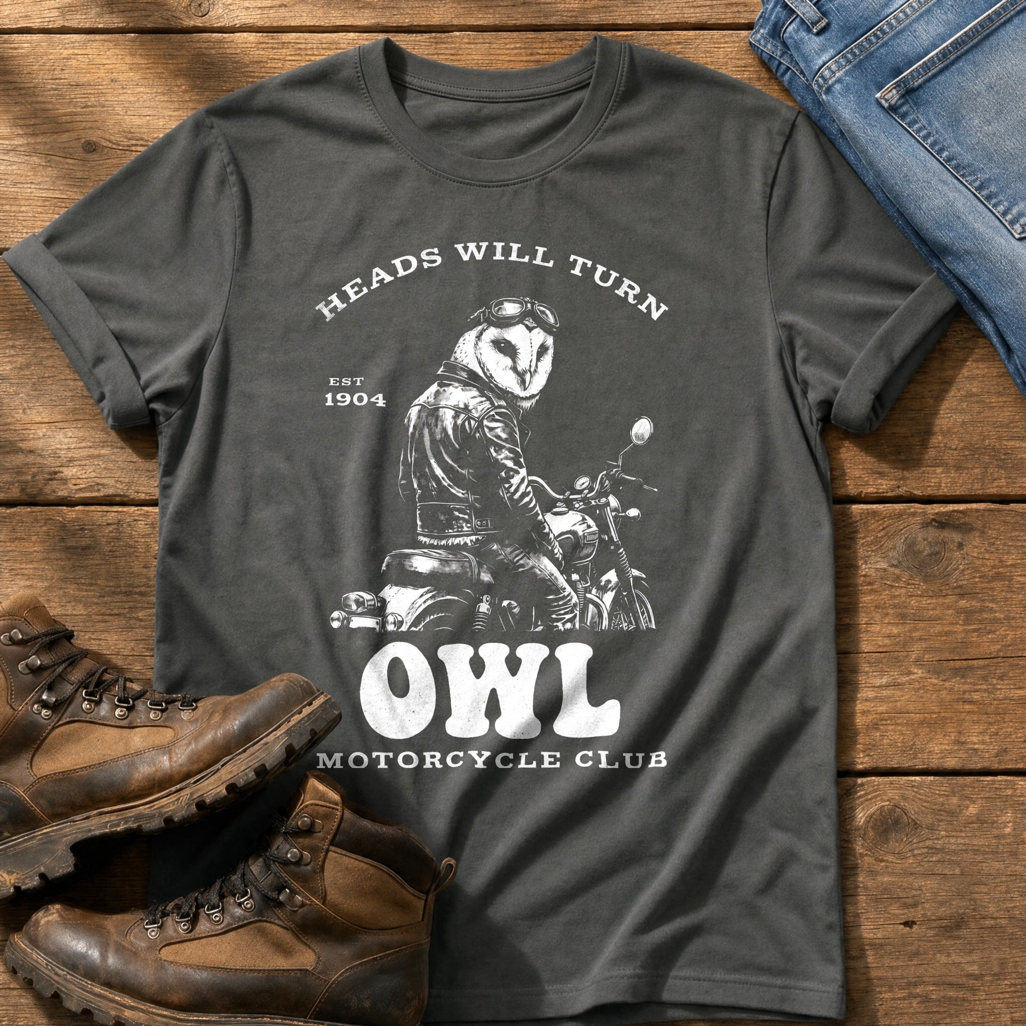 Night Rider Owl — Pepper Comfort Colors tee