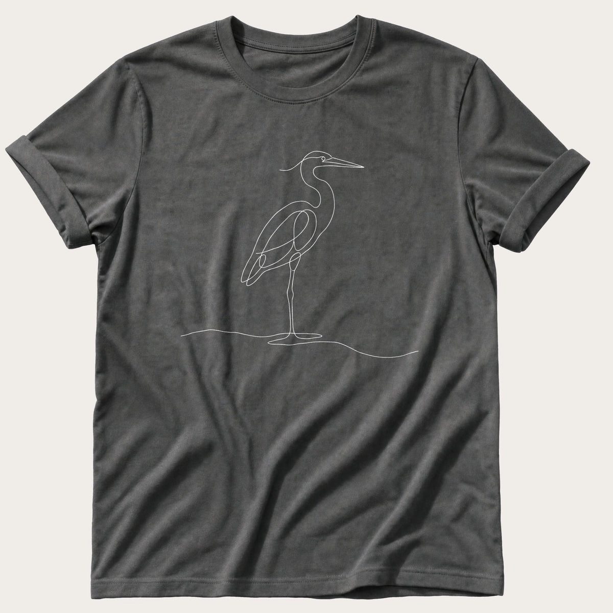 One Line Heron — Pepper Comfort Colors tee