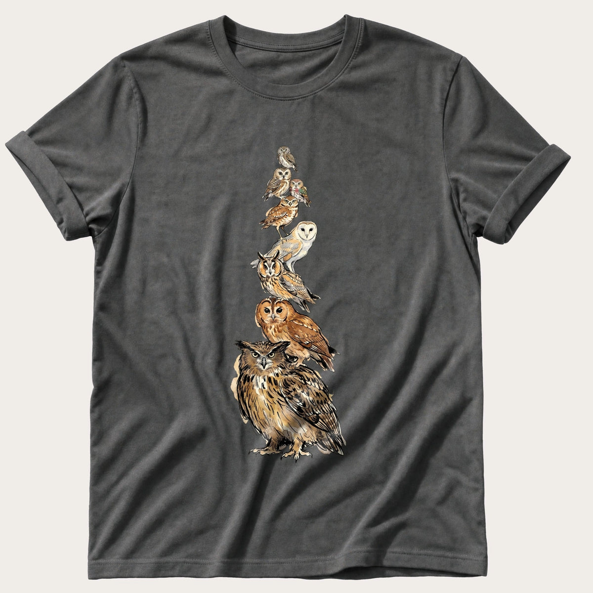 Owl Stack — Pepper Comfort Colors tee
