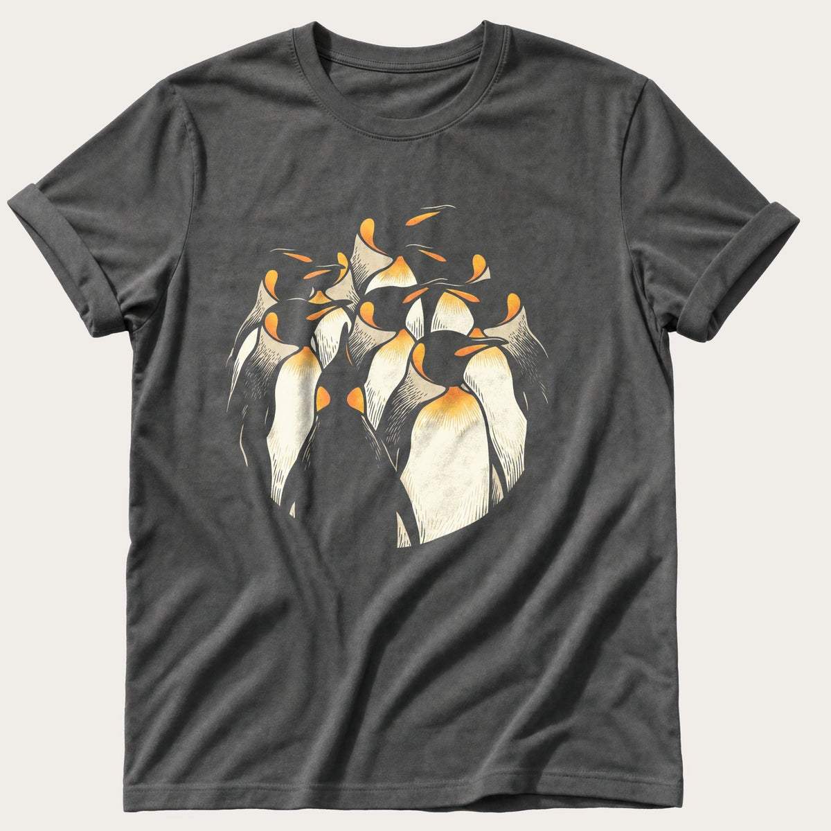 Penguin Crowd 1 — Pepper Comfort Colors tee