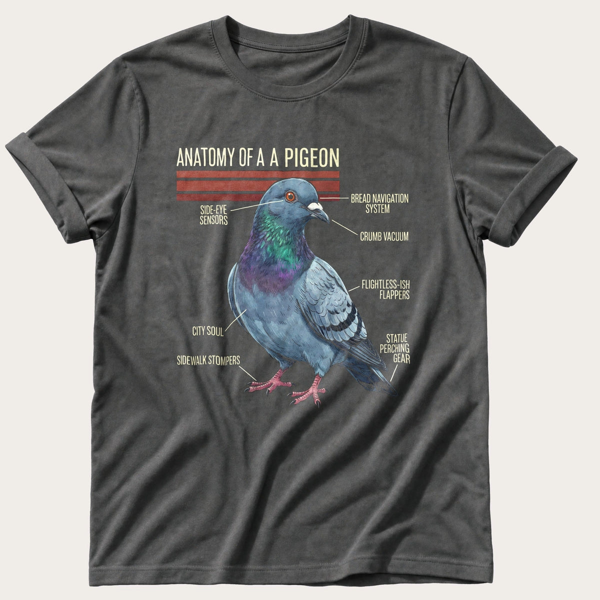Pigeon Anatomy — Pepper Comfort Colors tee