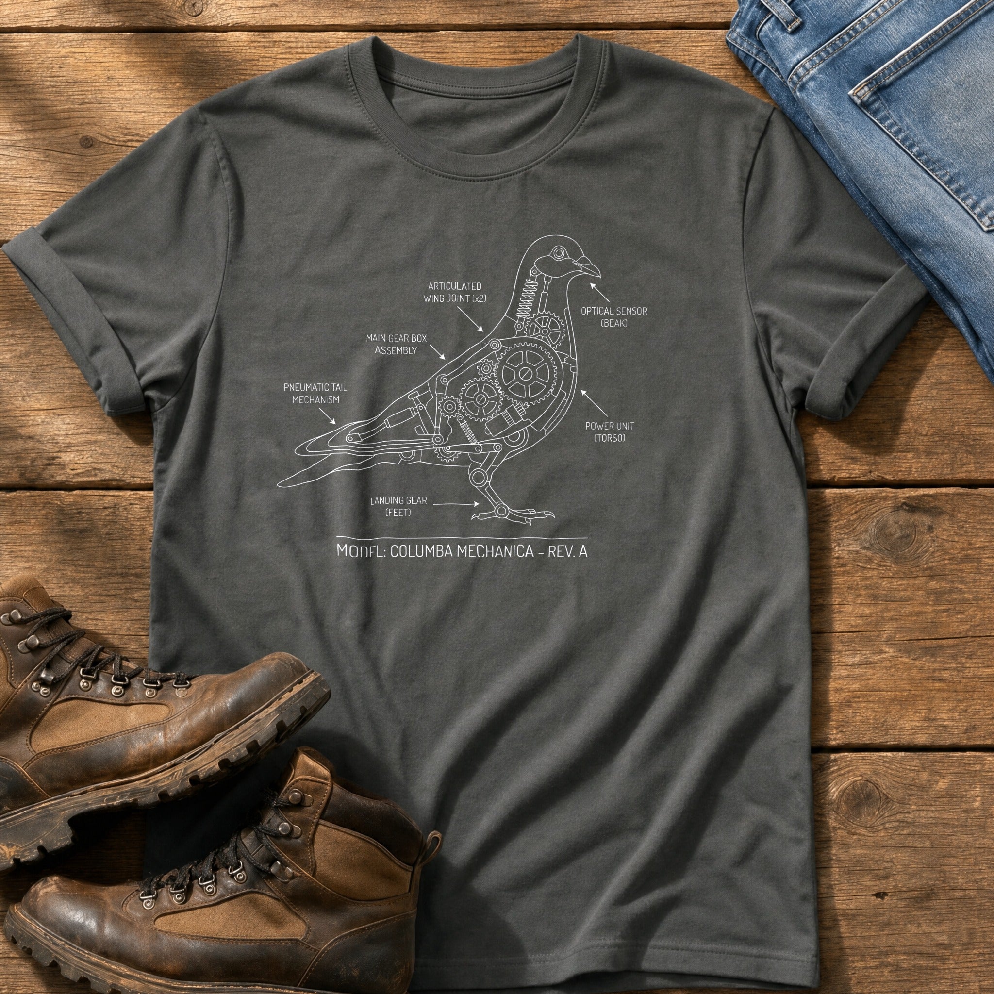 Pigeon Blueprint — Pepper Comfort Colors tee