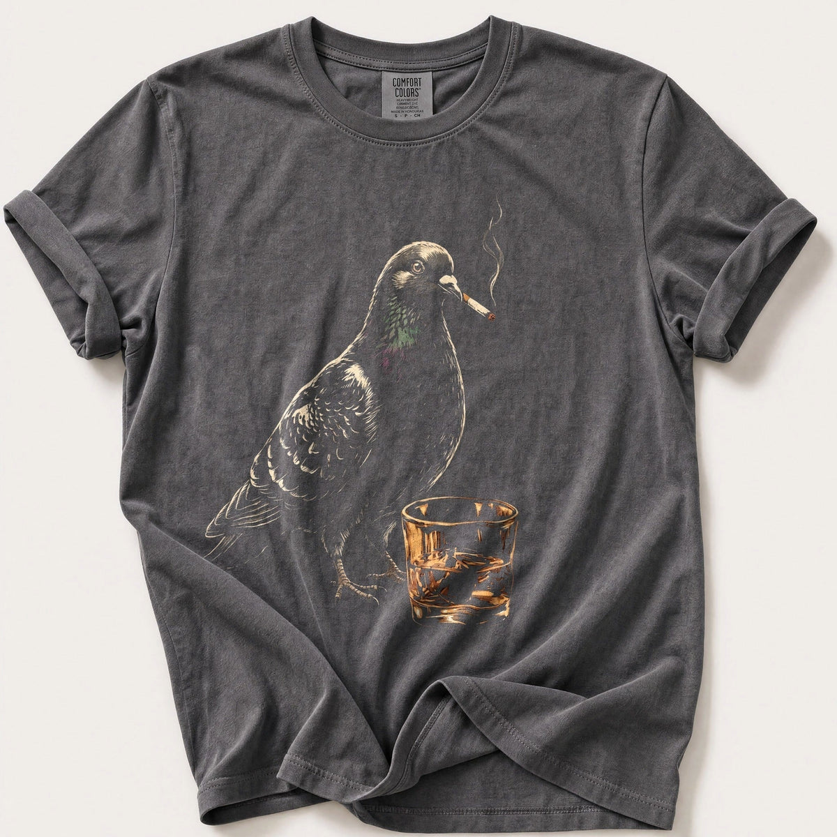 Pigeon On The Lash — Pepper Comfort Colors tee