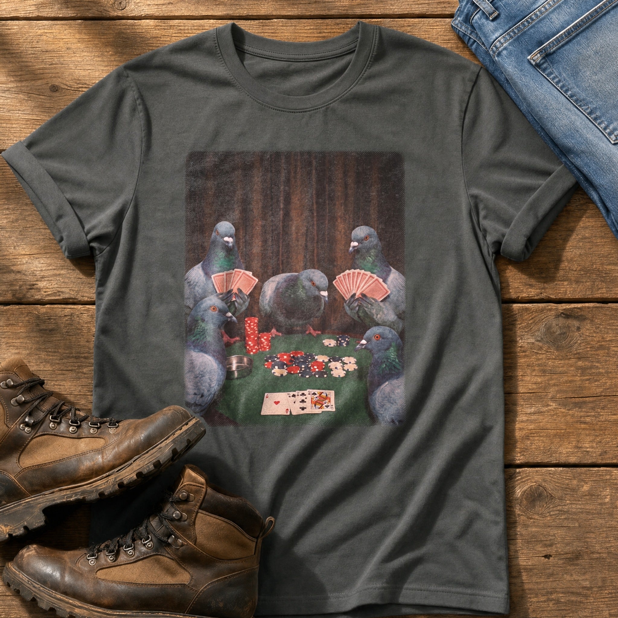 Pigeon Poker Night — Pepper Comfort Colors tee