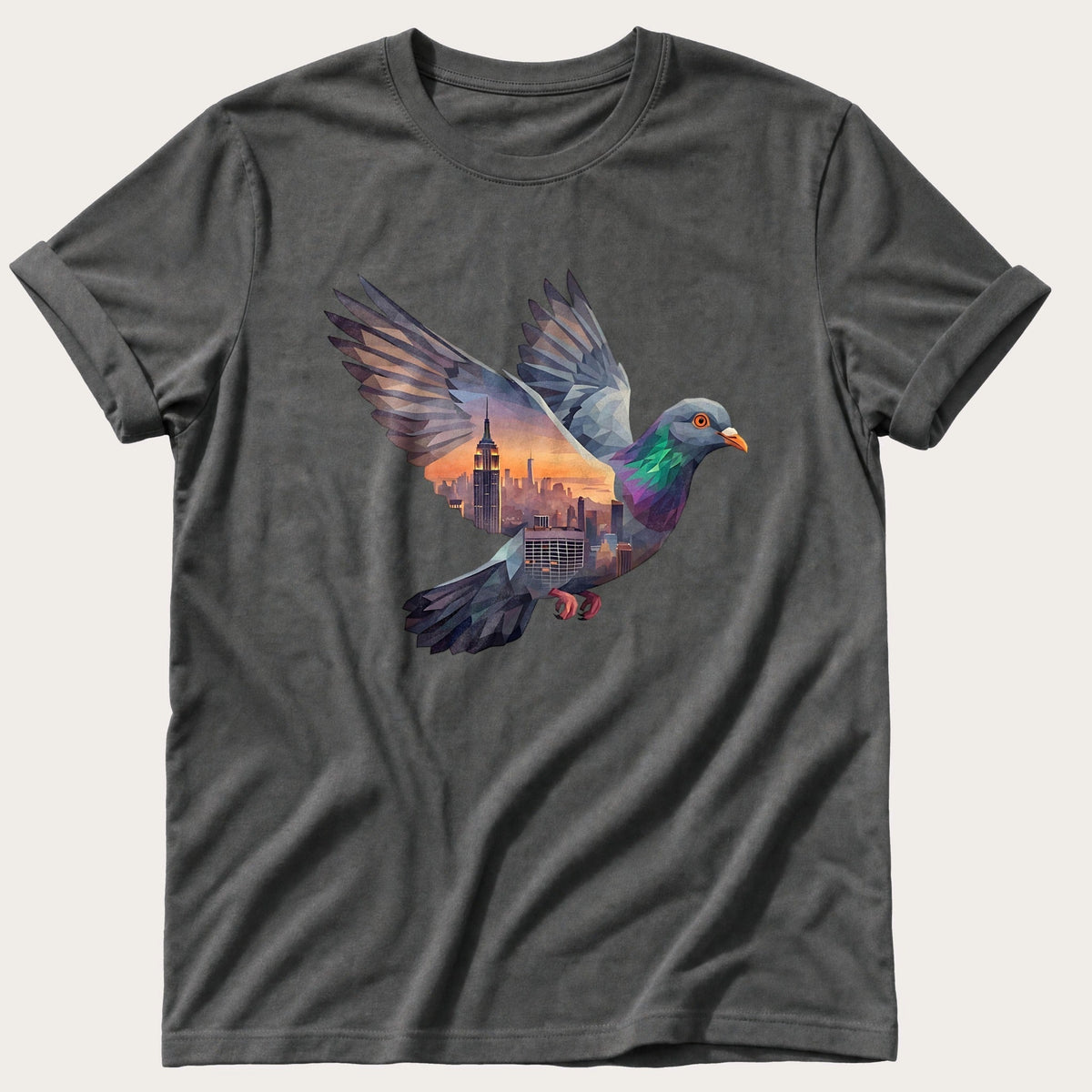 Pigeon Skyline — Pepper Comfort Colors tee
