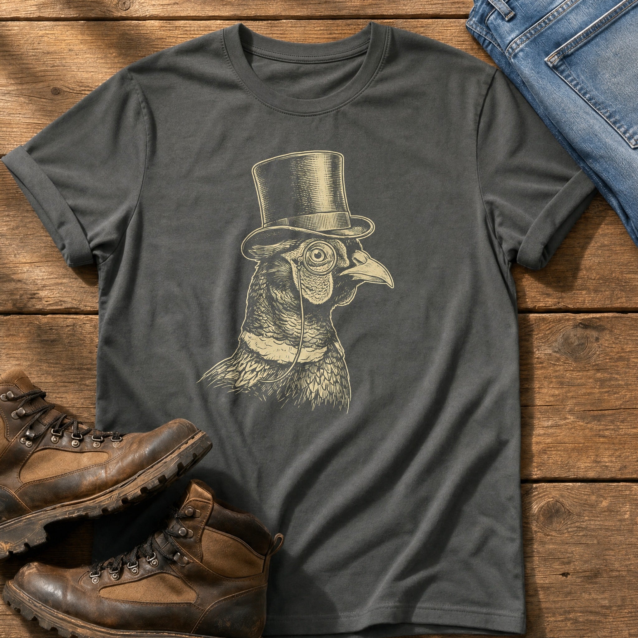 Posh Pheasant 8 — Pepper Comfort Colors tee