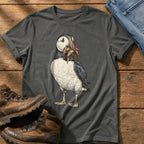 Puffin And Fish 12 — Pepper Comfort Colors tee