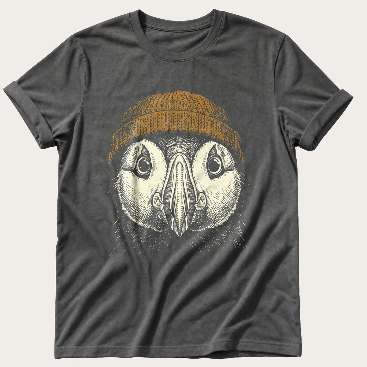 Puffin Beanie 12 — Pepper Comfort Colors tee