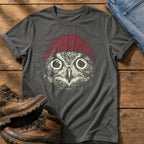 Red Beanie Owl — Pepper Comfort Colors tee