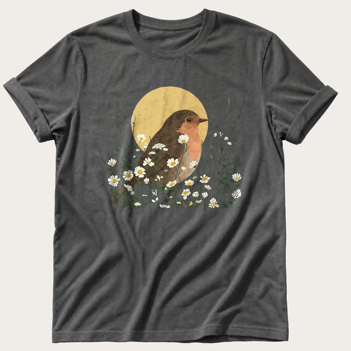 Robin Flower Bed — Pepper Comfort Colors tee