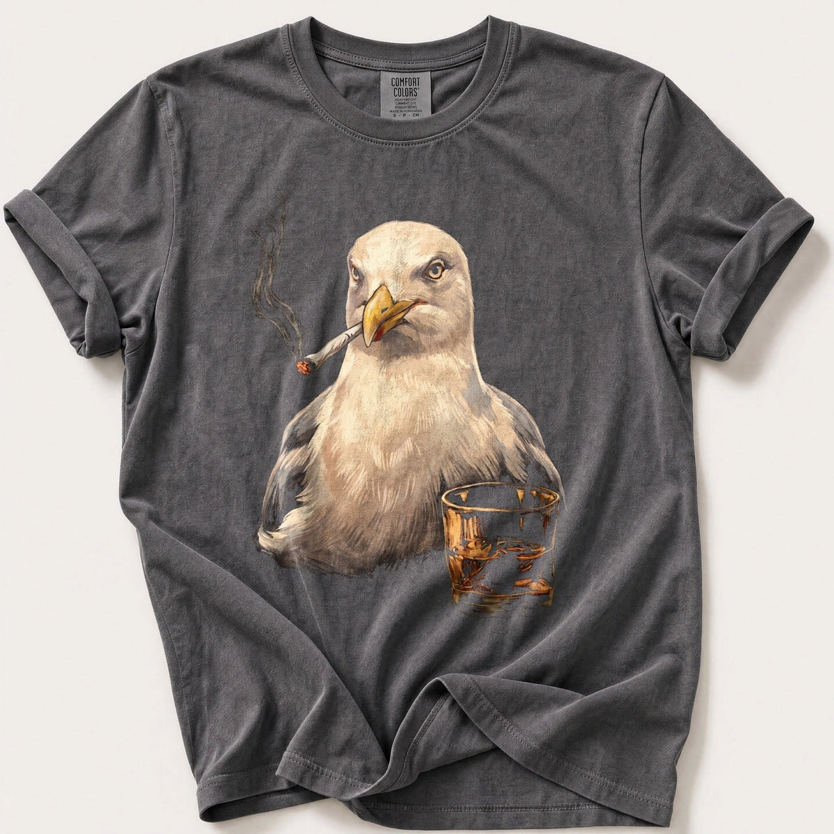 Seagull Nightcap — Pepper Comfort Colors tee